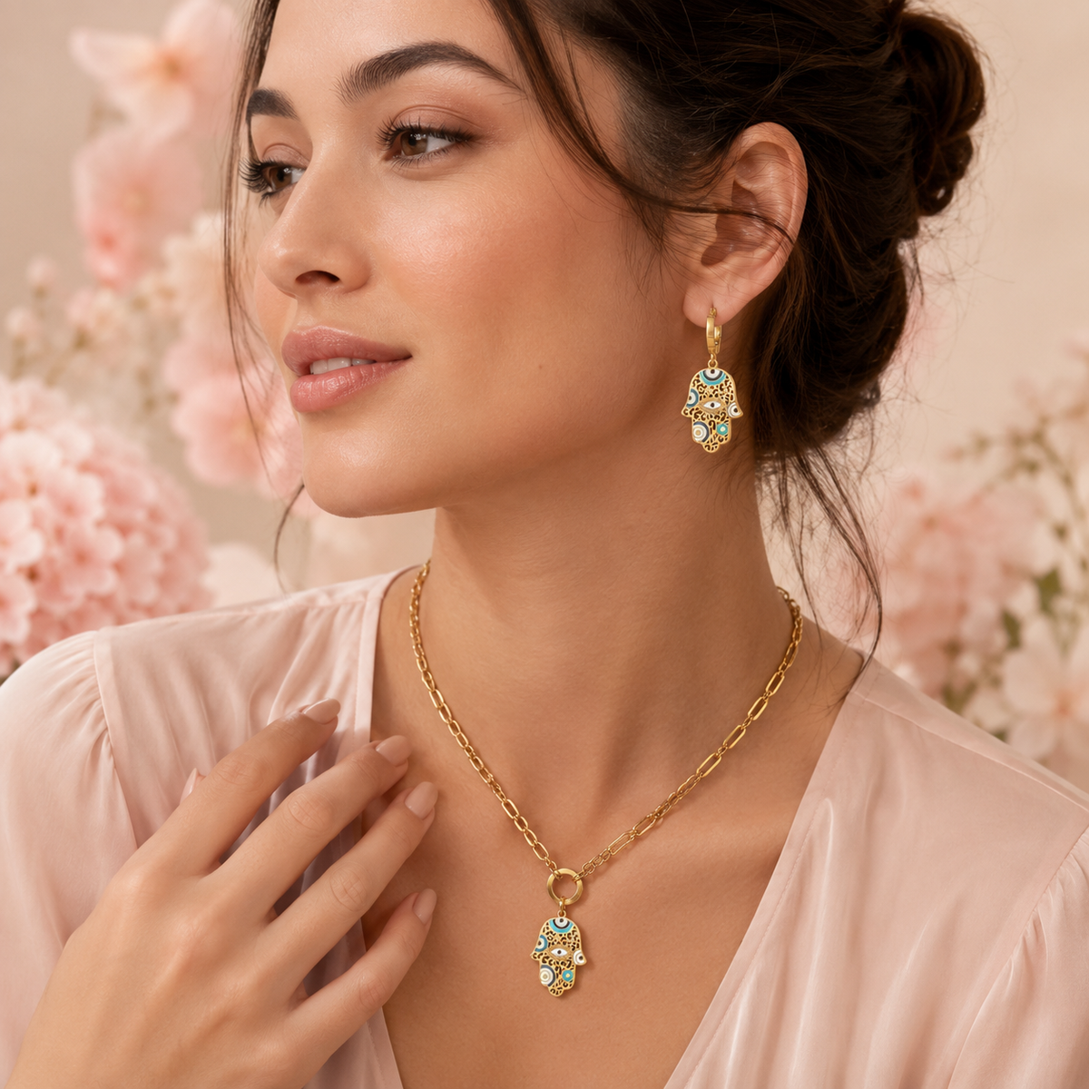 Zestaw biżuterii z motywem oka i wielokolorowymi detalami, MySentia