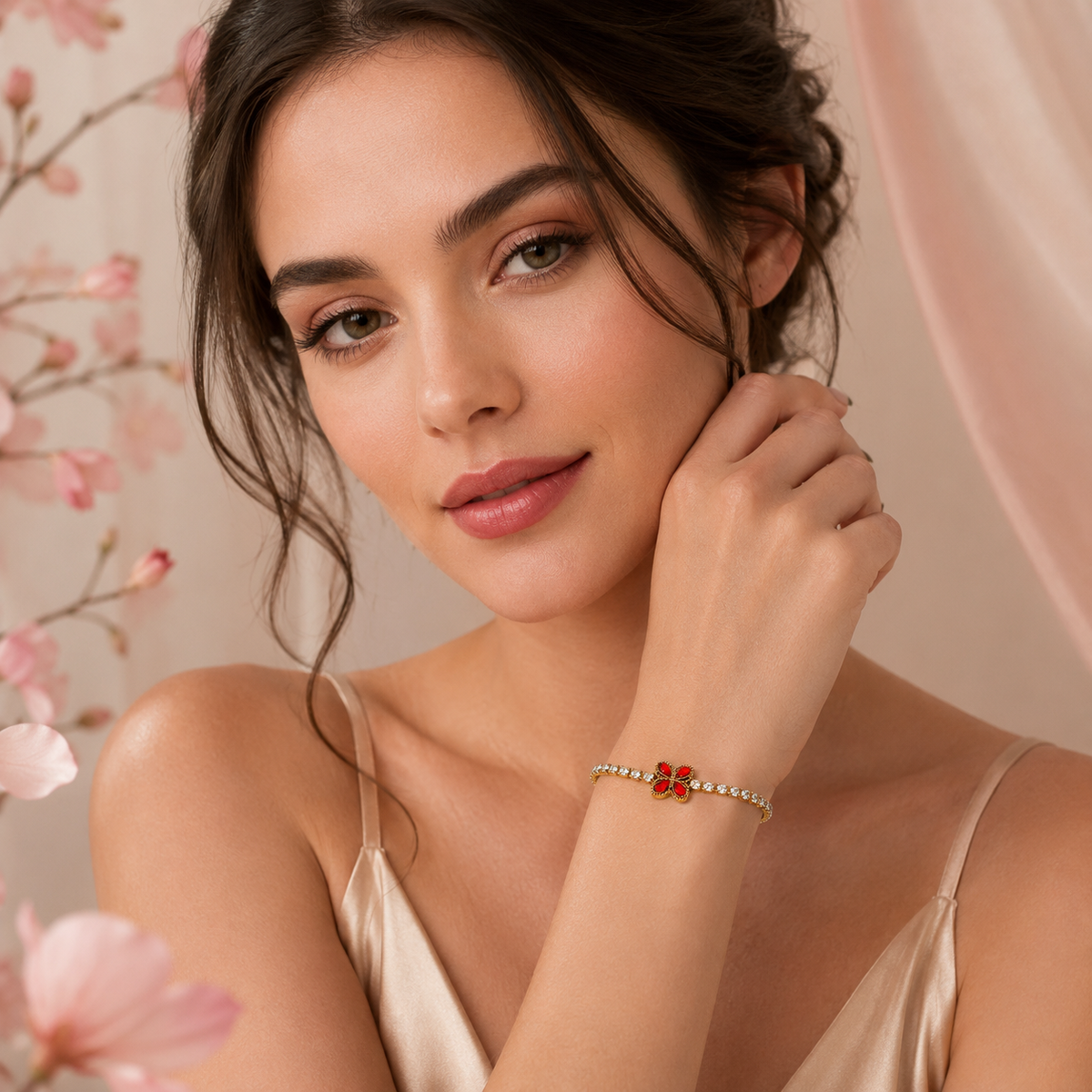 Bransoletka tenisowa z czerwoną kokardką, MySentia