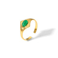 Pierścionek otwarty z zielonym kamieniem ozdobnym – Smeraldo